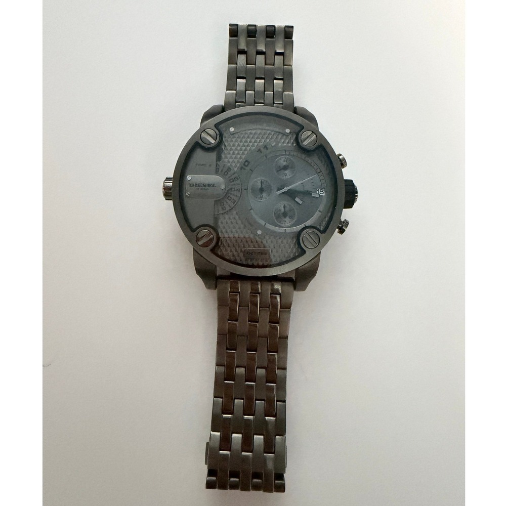 Diesel Little Daddy 51mm Gunmetal Chronograph Dual Time Watch DZ7263